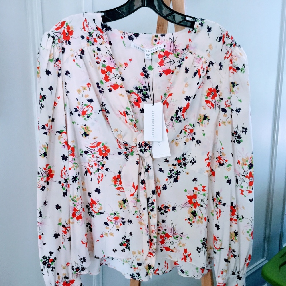 Veronica Beard Stretch Silk Payton Blouse Size 14 - Picture 4 of 8